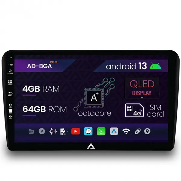 Navigatie Audi A3 S3 RS3, Android 13, A-Octacore 4GB RAM + 64GB ROM, 9 Inch - AD-BGA9004+AD-BGRKIT424