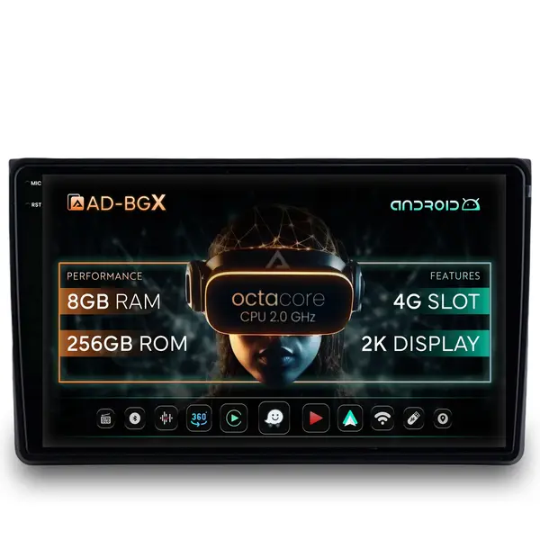 Navigatie Audi A4(B6 B7) SEAT EXEO, Android, X-Octacore 8GB RAM + 256GB ROM, 9.5 Inch - AD-BGX9008+AD-BGRKIT425