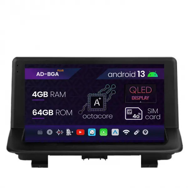 Navigatie Audi Q3 (2011-2018), Android 13, A-Octacore 4GB RAM + 64GB ROM, 9 Inch - AD-BGA9004+AD-BGRKIT427