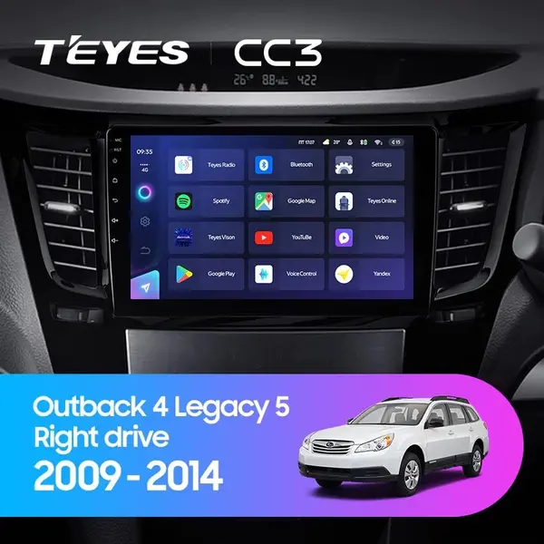 Navigatie Auto cu Asistenta AI Teyes CC4 PRO Subaru Legacy 5 2009-2014 8+128GB 9.5" QLED, Android 13, 5G, 7.1 DSP, CarPlay