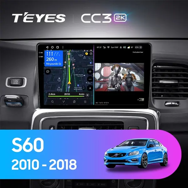 Navigatie Auto cu Asistenta AI Teyes CC4 PRO Volvo S60 2011-2018 8+128GB 9.5" QLED, Android 13, 5G, 7.1 DSP, CarPlay