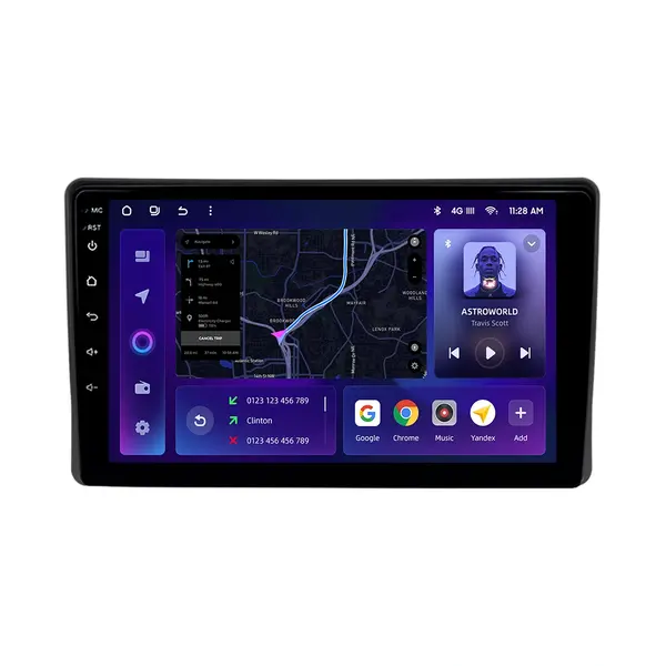 Navigatie Auto MOSS M3 Fiat Panda 2003-2012 4+32GB 9" QLED Octa-core 2Ghz, Android 4G Bluetooth 5.1 DSP
