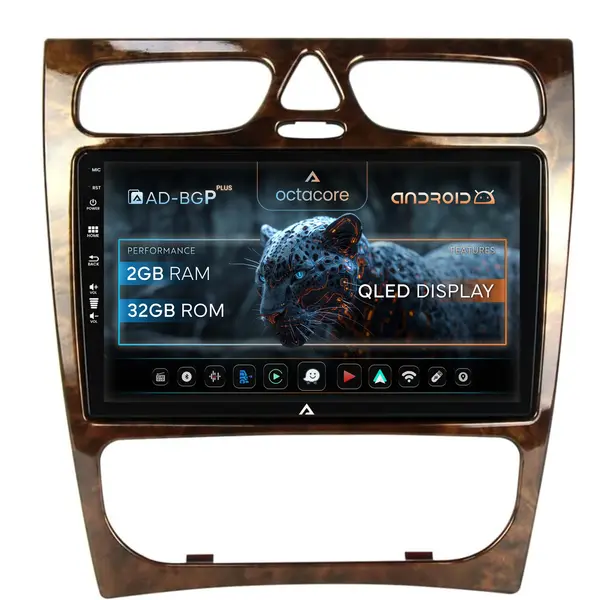 Navigatie Benz C Class (W203) (2000-2004), Android, P-Octacore 2GB RAM + 32GB ROM, 9 Inch - AD-BGP9002+AD-BGRKIT416V3