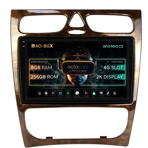 Navigatie Benz C Class (W203) (2002-2004), Android, X-Octacore 8GB RAM + 256GB ROM, 9.5 Inch - AD-BGX9008+AD-BGRKIT416V3