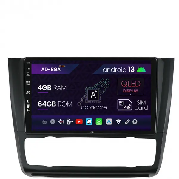 Navigatie BMW Seria 1 E87 (2007-2011), Clima Automata, Android 13, A-Octacore 4GB RAM + 64GB ROM, 9 Inch - AD-BGA9004+AD-BGRKIT399