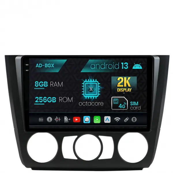 Navigatie BMW Seria 1 E87 (2007-2011), Clima Manuala, Android 13, X-Octacore 8GB RAM + 256GB ROM, 9.5 Inch - AD-BGX9008+AD-BGRKIT398