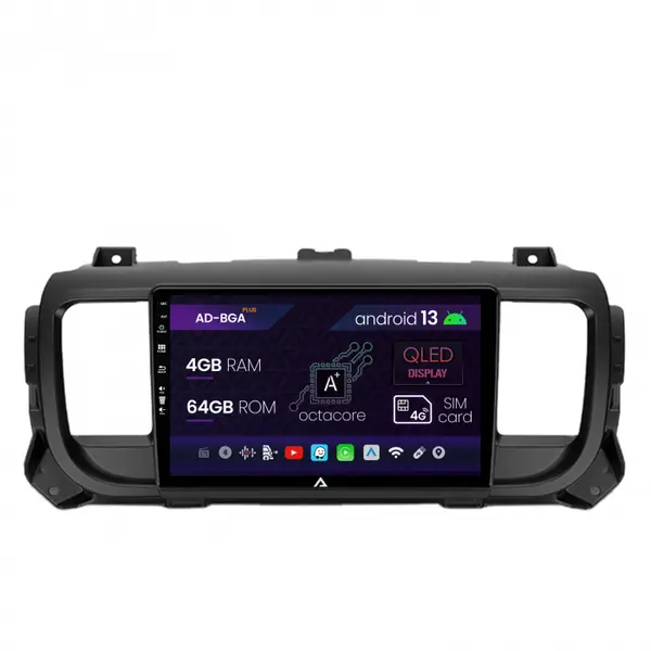 Navigatie Citroen Jumpy Peugeot Expert (2017-2021), Android 13, A-Octacore 4GB RAM + 64GB ROM, 9 Inch - AD-BGA9004+AD-BGRKIT348