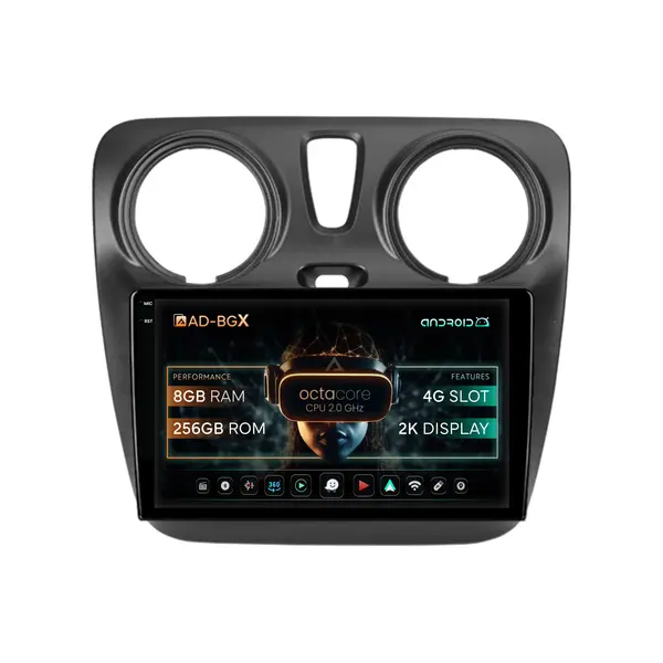 Navigatie Dacia Dokker Lodgy, Android, X-Octacore 8GB RAM + 256GB ROM, 9.5 Inch - AD-BGX9008+AD-BGRKIT376V2
