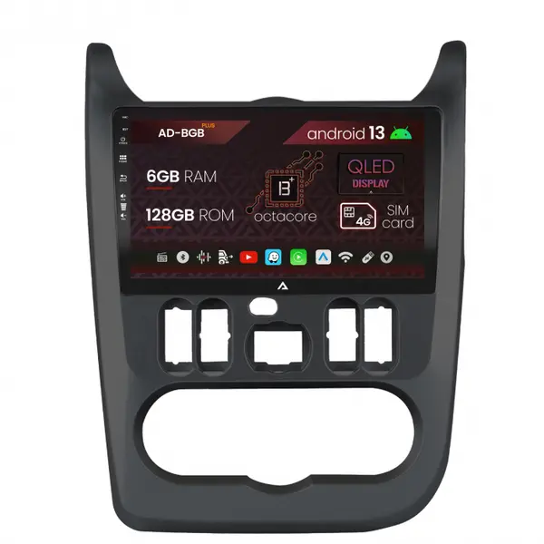 Navigatie Dacia Logan Duster Sandero 2009-2013, Android 13, A-Octacore 4GB RAM + 64GB ROM, 9 Inch - AD-BGA9004+AD-BGRKIT367B