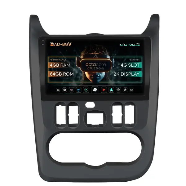 Navigatie Dacia Logan, Duster, Sandero (2009-2013), Android, V-Octacore 4GB RAM + 64GB ROM, 9.5 Inch - AD-BGV9004+AD-BGRKIT367B