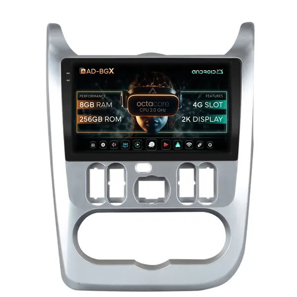Navigatie Dacia Logan, Duster, Sandero (2009-2013), Android, X-Octacore 8GB RAM + 256GB ROM, 9.5 Inch - AD-BGX9008+AD-BGRKIT367