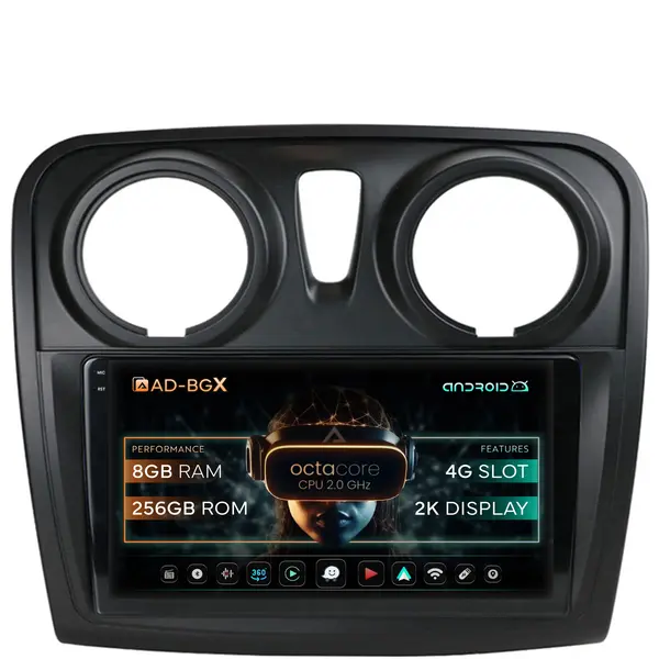 Navigatie Dacia Logan Sandero, Android, X-Octacore 8GB RAM + 256GB ROM, 9.5 Inch - AD-BGX9008+AD-BGRKIT376