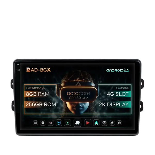 Navigatie Dacia Renault, Android, X-Octacore 8GB RAM + 256GB ROM, 9.5 Inch AD-BGX9008+AD-BGRKIT383