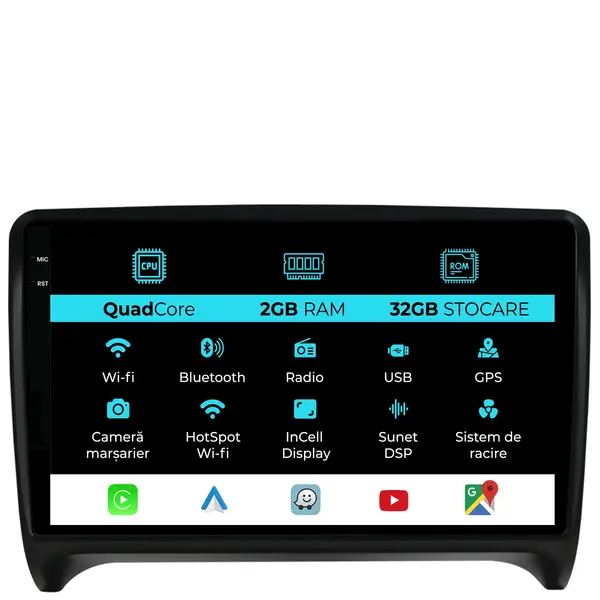 Navigatie Dedicata Audi TT (2006-2014), 9Inch, 2Gb Ram, 32Gb Stocare, Carplay