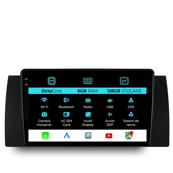 Navigatie Dedicata BMW Seria5 E39 X5 E53 (1995-2003), 9Inch, 6Gb Ram, 128Gb Stocare, Carplay