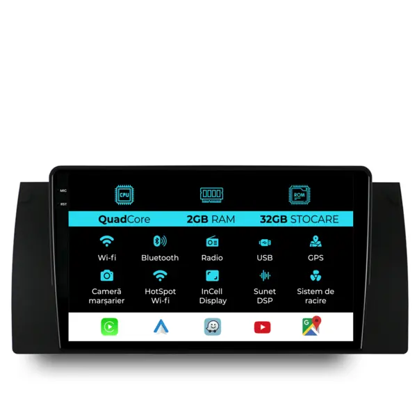 Navigatie Dedicata BMW X5 E53 (1999 - 2005), 9 Inch, 2Gb Ram, 32Gb Stocare, Android Auto, Carplay
