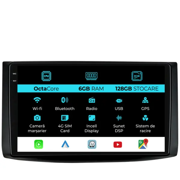 Navigatie Dedicata Chevrolet Aveo (2002-2011), 9Inch, 6Gb Ram, 128Gb Stocare, Carplay