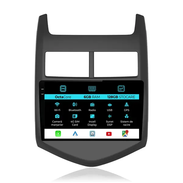 Navigatie Dedicata Chevrolet Aveo (2012 - 2014), 9 Inch, 6Gb Ram, 128Gb Stocare, Android Auto, Carplay