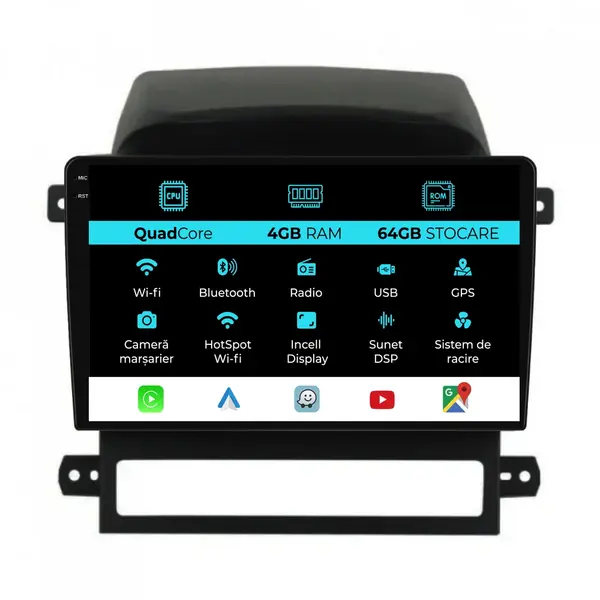 Navigatie Dedicata Chevrolet Captiva (2006 - 2011), QuadCore, 9 Inch, 4Gb Ram, 64Gb Stocare, Android Auto, Carplay
