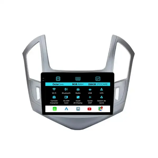 Navigatie Dedicata Chevrolet Cruze (2008-2015), 2K, 8Gb Ram, 256Gb Stocare, Android Auto, Carplay