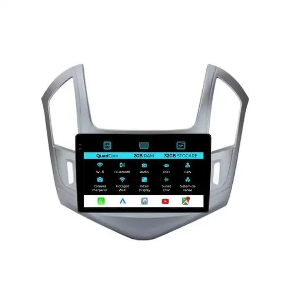 Navigatie Dedicata Chevrolet Cruze (2008-2015), 9 Inch, 2Gb Ram, 32Gb Stocare, Android Auto, Carplay