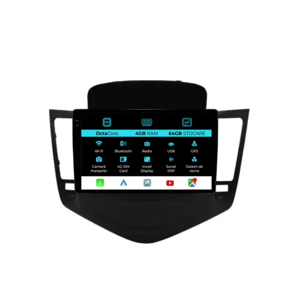 Navigatie Dedicata Chevrolet Cruze (2008-2015), 9 Inch, 4Gb Ram, 64Gb stocare, Carplay