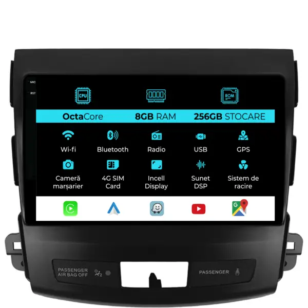 Navigatie Dedicata Citroen C-Crosser (2007 - 2012), 9 Inch, 8Gb Ram, 256Gb Stocare, Android Auto, Carplay