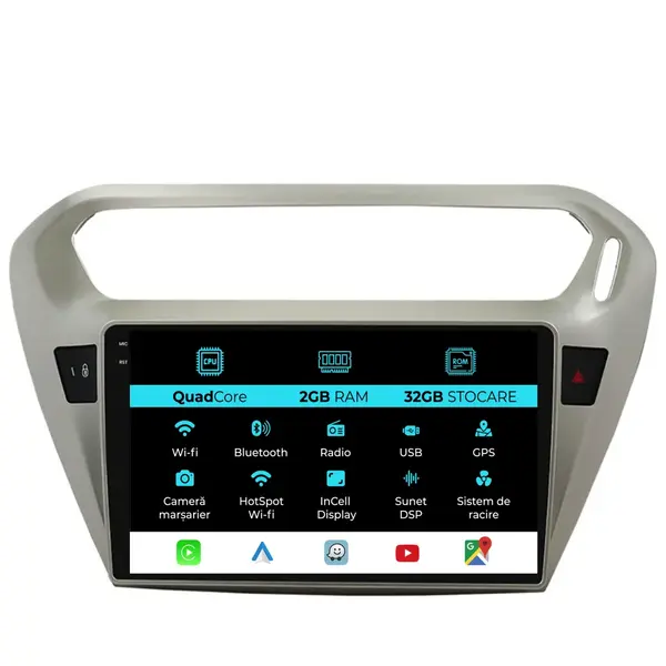 Navigatie Dedicata Citroen C-Elysee (2013 - 2018), 9 Inch, 2Gb Ram, 32Gb Stocare, Android Auto, Carplay