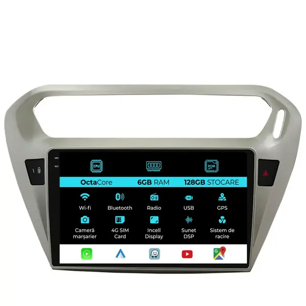 Navigatie Dedicata Citroen C-Elysee (2013-2018), 9Inch, 6Gb Ram, 128Gb Stocare, Carplay
