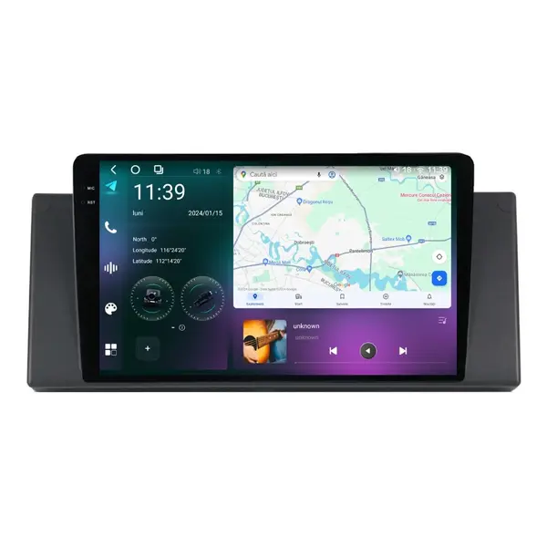 Navigatie dedicata cu Android BMW Seria 5 (E39) 1995 - 2003, 12GB RAM, Radio GPS Dual Zone, Display 2K QLED 9.5" Touchscreen, Internet Wi-Fi si slot SIM 4G, Bluetooth, MirrorLink, USB