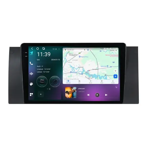 Navigatie dedicata cu Android BMW X5 (E53) 2000 - 2006, 12GB RAM, Radio GPS Dual Zone, Display 2K QLED 9.5" Touchscreen, Internet Wi-Fi si slot SIM 4G, Bluetooth, MirrorLink, USB