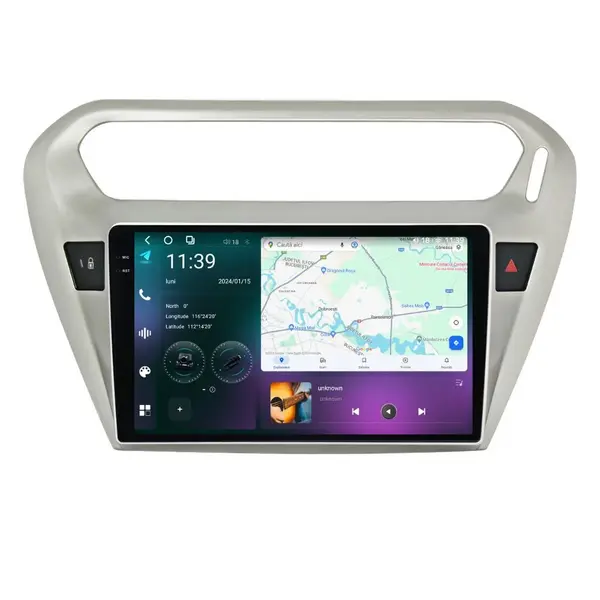 Navigatie dedicata cu Android Citroen C-Elysee 2012 - 2021, 12GB RAM, Radio GPS Dual Zone, Display 2K QLED 9.5" Touchscreen, Internet Wi-Fi si slot SIM 4G, Bluetooth, MirrorLink, USB
