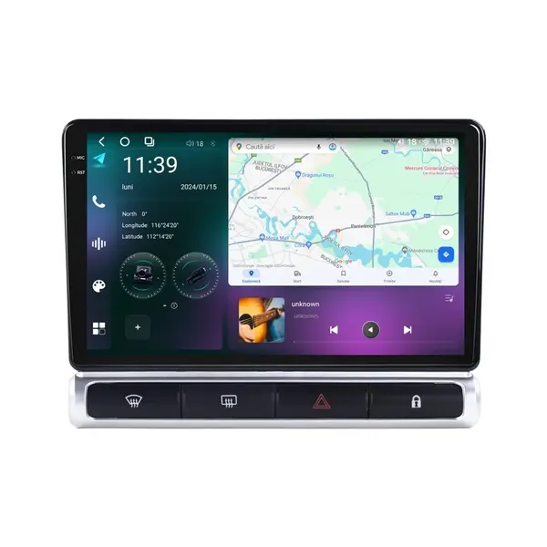 Navigatie dedicata cu Android Citroen C3 III 2016 - 2024, 12GB RAM, Radio GPS Dual Zone, Display 2K QLED 9.5" Touchscreen, Internet Wi-Fi si slot SIM 4G, Bluetooth, MirrorLink, USB