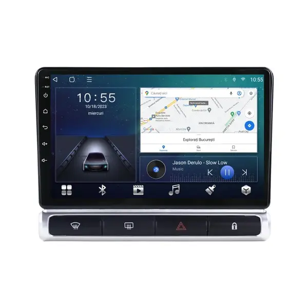 Navigatie dedicata cu Android Citroen C3 III 2016 - 2024, 2GB RAM, Radio GPS Dual Zone, Display HD QLED 9" Touchscreen, Internet Wi-Fi si slot SIM 4G, Bluetooth, MirrorLink, USB