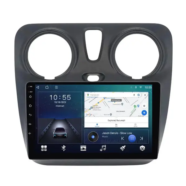 Navigatie dedicata cu Android Dacia Lodgy dupa 2012, 2GB RAM, Radio GPS Dual Zone, Display HD QLED 9" Touchscreen, Internet Wi-Fi si slot SIM 4G, Bluetooth, MirrorLink, USB