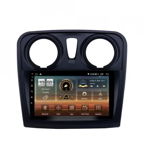 Navigatie dedicata cu Android Dacia Logan II 2012 - 2020, 8GB RAM, Radio GPS Dual Zone, Display HD QLED 9" Touchscreen, Internet Wi-Fi si slot SIM 4G, Bluetooth, MirrorLink, USB