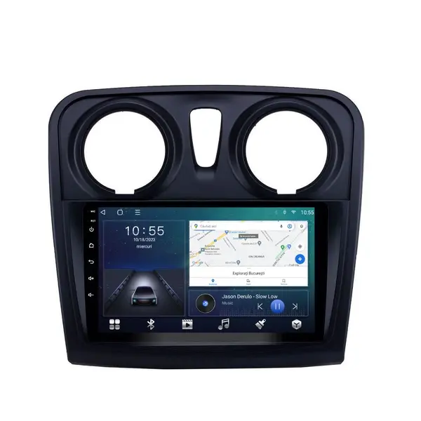 Navigatie dedicata cu Android Dacia Sandero II 2012 - 2020, 2GB RAM, Radio GPS Dual Zone, Display HD QLED 9" Touchscreen, Internet Wi-Fi si slot SIM 4G, Bluetooth, MirrorLink, USB