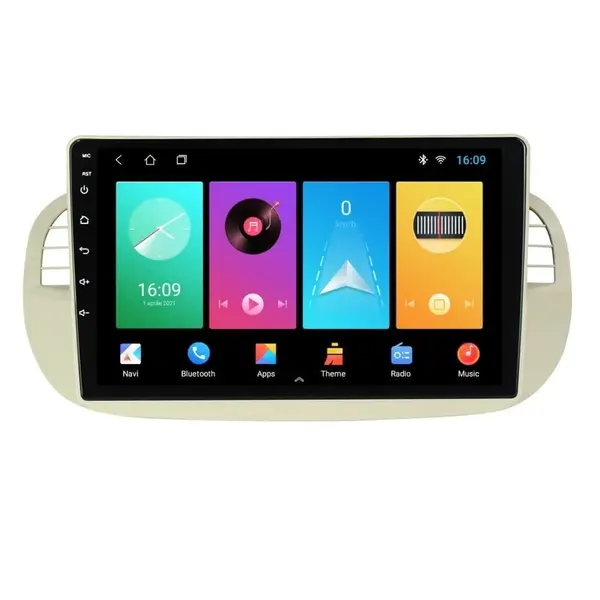 Navigatie dedicata cu Android Fiat 500 2007 - 2015, gri, 2GB RAM, Radio GPS Dual Zone, Display HD IPS 9" Touchscreen, Internet Wi-Fi, Bluetooth, MirrorLink, USB