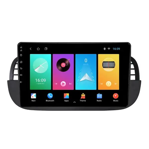 Navigatie dedicata cu Android Fiat 500 2007 - 2015, negru, 2GB RAM, Radio GPS Dual Zone, Display HD IPS 9" Touchscreen, Internet Wi-Fi, Bluetooth, MirrorLink, USB