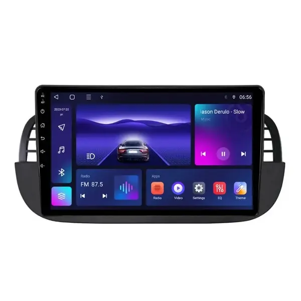 Navigatie dedicata cu Android Fiat 500 2007 - 2015, negru, 4GB RAM, Radio GPS Dual Zone, Display HD IPS 9" Touchscreen, Internet Wi-Fi, Bluetooth, MirrorLink, USB
