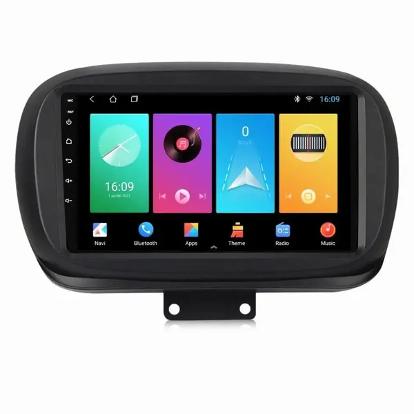 Navigatie dedicata cu Android Fiat 500X dupa 2014, 1GB RAM, Radio GPS Dual Zone, Display HD IPS 9" Touchscreen, Internet Wi-Fi, Bluetooth, MirrorLink, USB