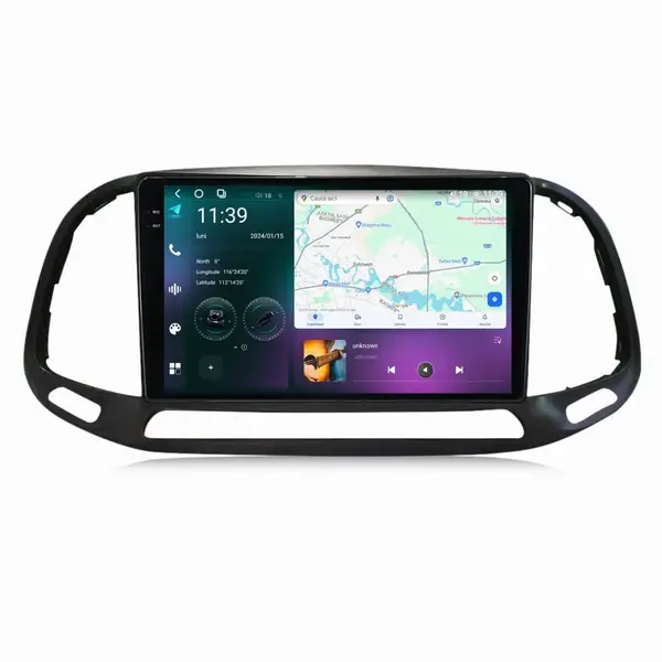 Navigatie dedicata cu Android Fiat Doblo dupa 2015, 12GB RAM, Radio GPS Dual Zone, Display 2K QLED 9.5" Touchscreen, Internet Wi-Fi si slot SIM 4G, Bluetooth, MirrorLink, USB
