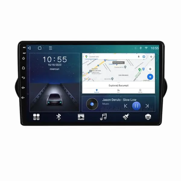 Navigatie dedicata cu Android Fiat Tipo dupa 2015, 2GB RAM, Radio GPS Dual Zone, Display HD QLED 9" Touchscreen, Internet Wi-Fi si slot SIM 4G, Bluetooth, MirrorLink, USB