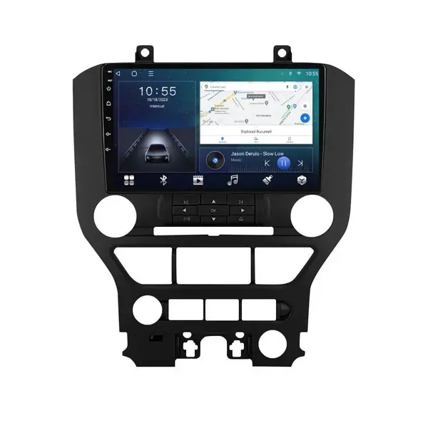 Navigatie dedicata cu Android Ford Mustang 2014 - 2021 fara navigatie originala, 2GB RAM, Radio GPS Dual Zone, Display HD QLED 9" Touchscreen, Internet Wi-Fi si slot SIM 4G, Bluetooth, MirrorLink, USB