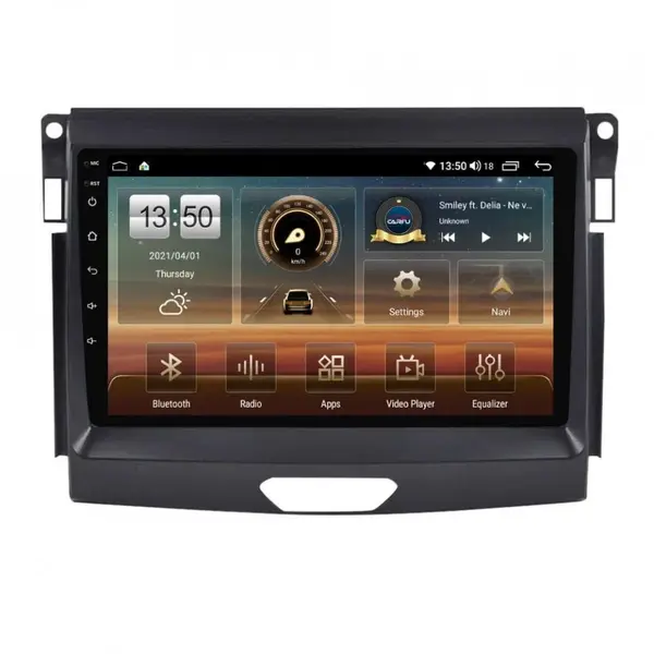 Navigatie dedicata cu Android Ford Ranger dupa 2015 fara navigatie originala, 8GB RAM, Radio GPS Dual Zone, Display HD QLED 9" Touchscreen, Internet Wi-Fi si slot SIM 4G, Bluetooth, MirrorLink, USB