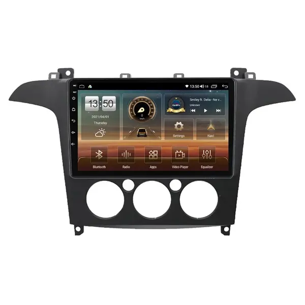 Navigatie dedicata cu Android Ford S-Max I / Galaxy II 2006 - 2015, clima manuala, 4GB RAM, Radio GPS Dual Zone, Display HD QLED 9" Touchscreen, Internet Wi-Fi si slot SIM 4G, Bluetooth, MirrorLink, USB