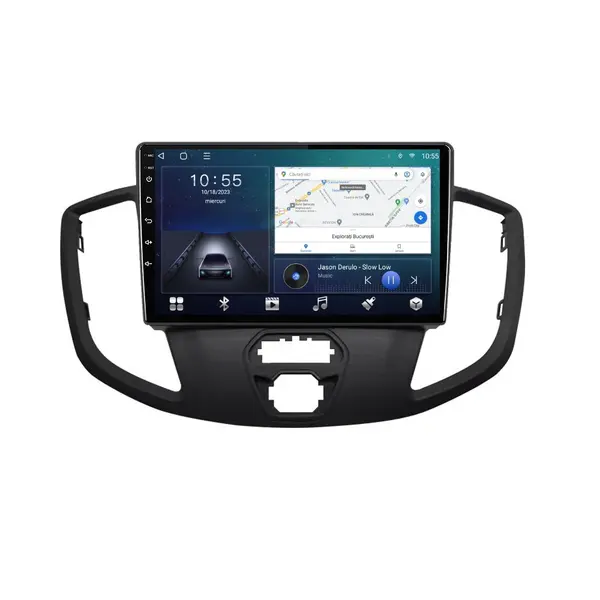 Navigatie dedicata cu Android Ford Transit 2014 - 2020, 2GB RAM, Radio GPS Dual Zone, Display HD QLED 9" Touchscreen, Internet Wi-Fi si slot SIM 4G, Bluetooth, MirrorLink, USB