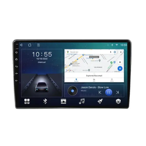Navigatie dedicata cu Android Ford Transit / Tourneo Courier 2014 - 2023 cu ecran din fabrica, 2GB RAM, Radio GPS Dual Zone, Display HD QLED 9" Touchscreen, Internet Wi-Fi si slot SIM 4G, Bluetooth, MirrorLink, USB