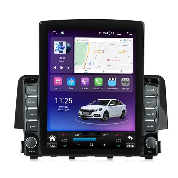 Navigatie dedicata cu Android Honda Civic X 2015 - 2021, 4GB RAM, Radio GPS Dual Zone, Touchscreen IPS 9.7" HD tip Tesla, Internet Wi-Fi si slot SIM 4G, Bluetooth, MirrorLink, USB