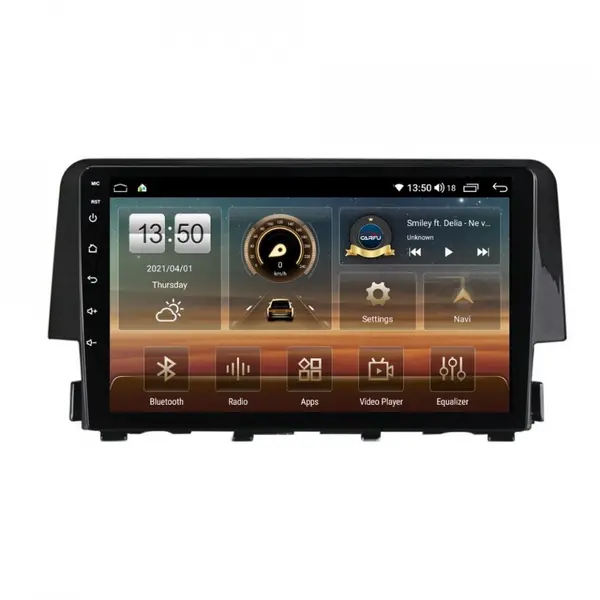 Navigatie dedicata cu Android Honda Civic X 2015 - 2021, 6GB RAM, Radio GPS Dual Zone, Display HD QLED 9" Touchscreen, Internet Wi-Fi si slot SIM 4G, Bluetooth, MirrorLink, USB